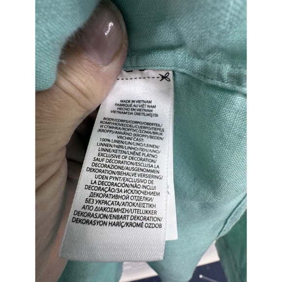 Ralph Lauren men's Teal 100% linen classic fit long sleeve button down size XXL - Picture 7 of 9